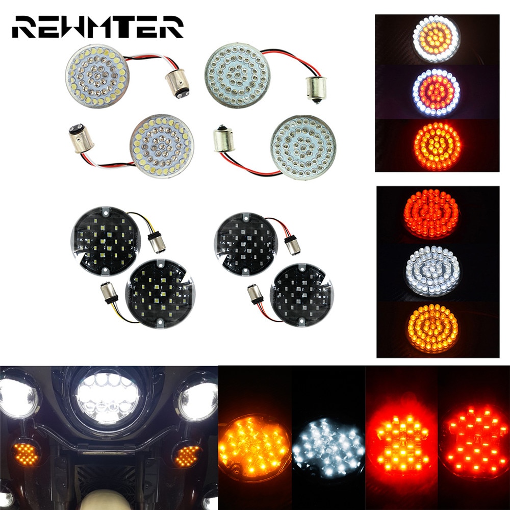 Motorcykel kula blinkers blinkljus lampa 1156 1157 vita bärnstensröda led insatser lampor 2 st för harley dyna sportster