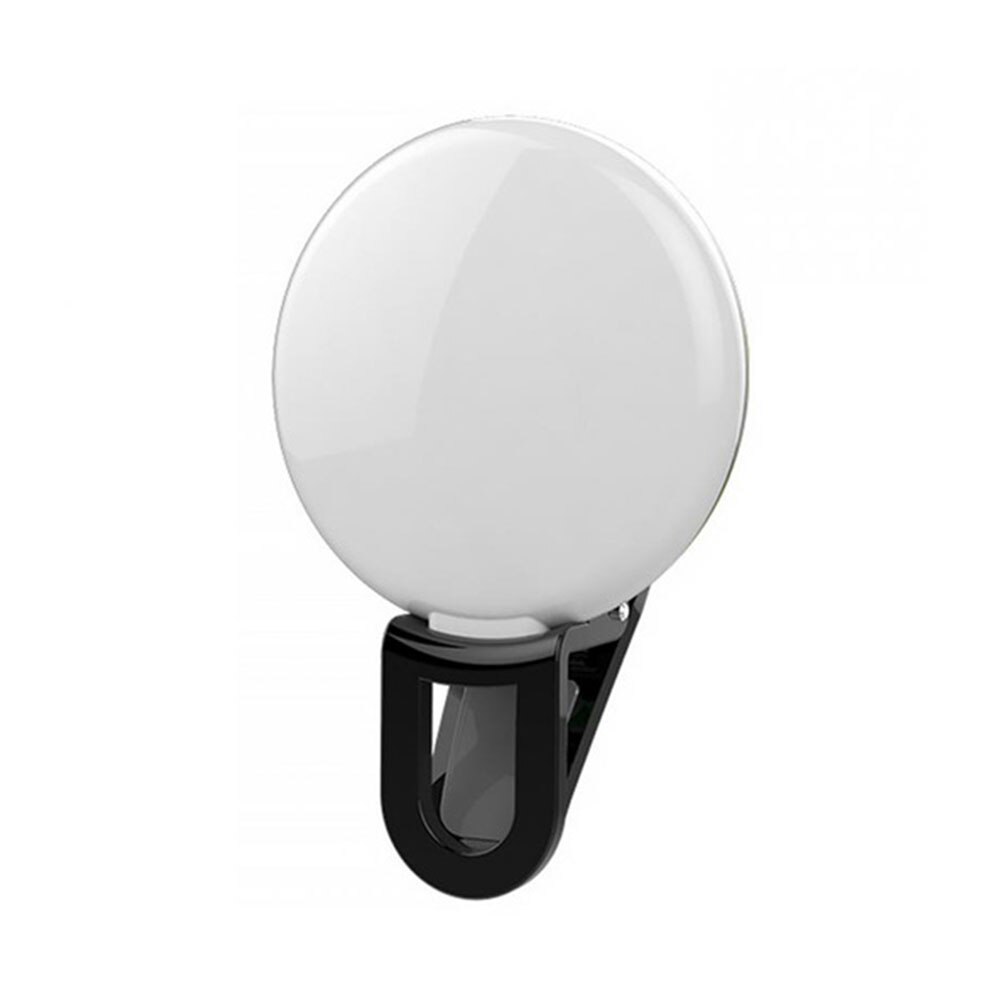 Makeup-forbedrende fyldningslys bærbar selfie flash led clip-on mobiltelefon selfie lys nat selvudløser lampe: Sort