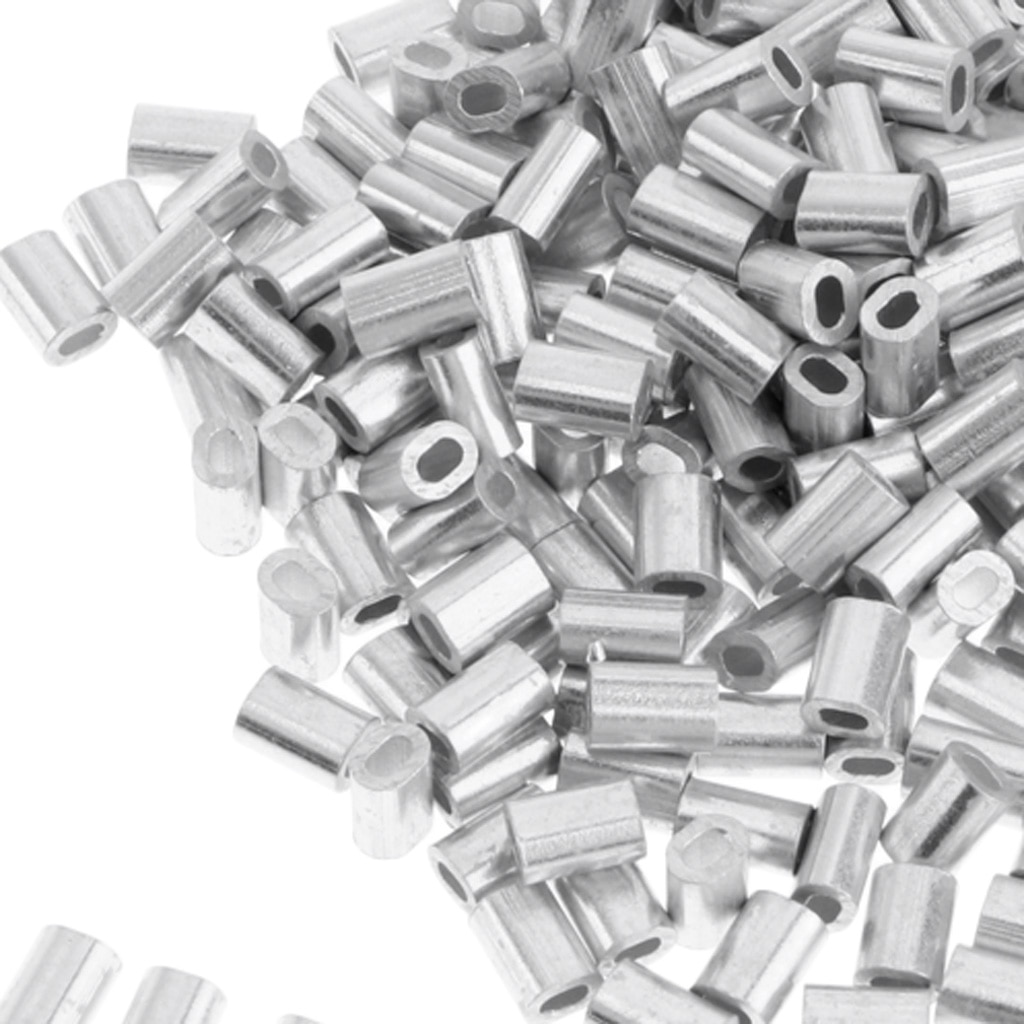 100Pcs Aluminum Fishing Crimp Sleeves Barrel Crimping Loop Sleeve Fishing Line Crimping Tube Connector Accessories 0.8-1.5mm