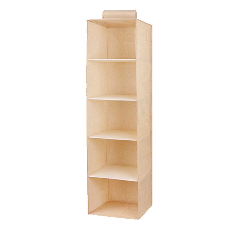 Nouvel organisateur suspendu placard organisateur garde-robe suspendus sac de rangement intercalaire tiroir Type vêtements cintres support Portable: 5 Layer Beige
