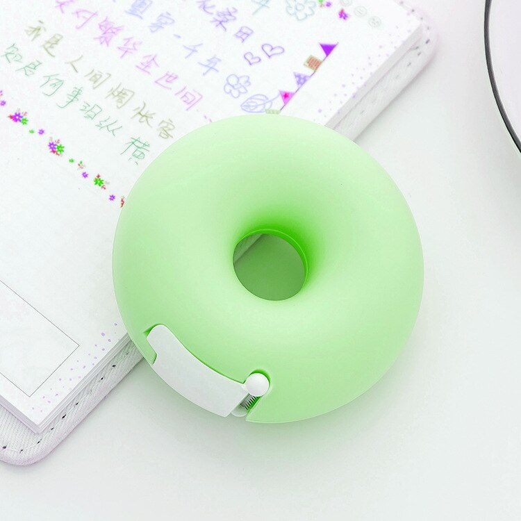 Candy Color Masking Tape Cutter Cute Kawaii Love Heart Donut Shape Washi Tape Cutter Office Tape Dispenser Office School Supply: Donut green