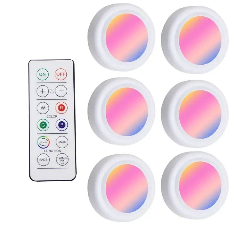 Trådløs skaplampe med fjernkontroll led-dimbar nattlampe rgb-farget led-lys for garderobebelysning i hjemmet: Grå