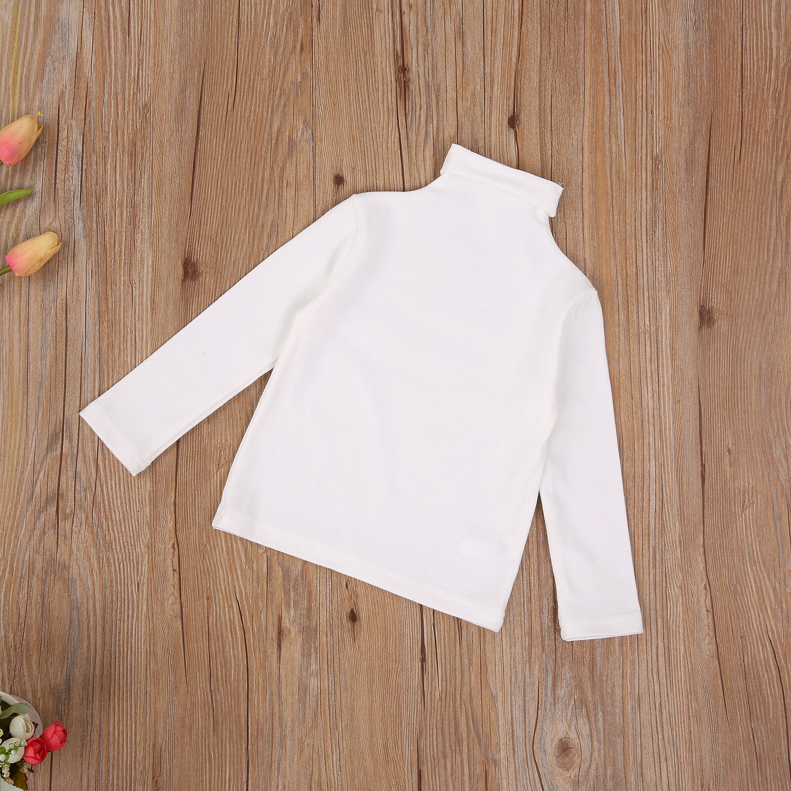 Peuter Infant Kid Kind Meisje T-shirt Wit Zwart Grijs Herfst Lange Mouwen Coltrui Herfst T Shirt Top