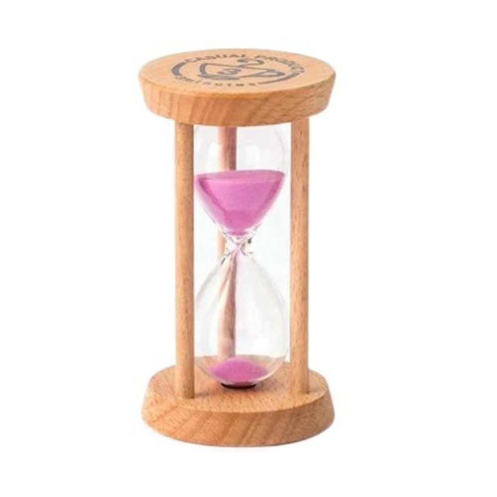 Langlebige, stabile Verbindung, Holz-Sanduhr, Holz, 1/3/5 Minuten, runde Sanduhr-Timer, 5 Farben, keine Verformung, Küche: Rot / 3 min