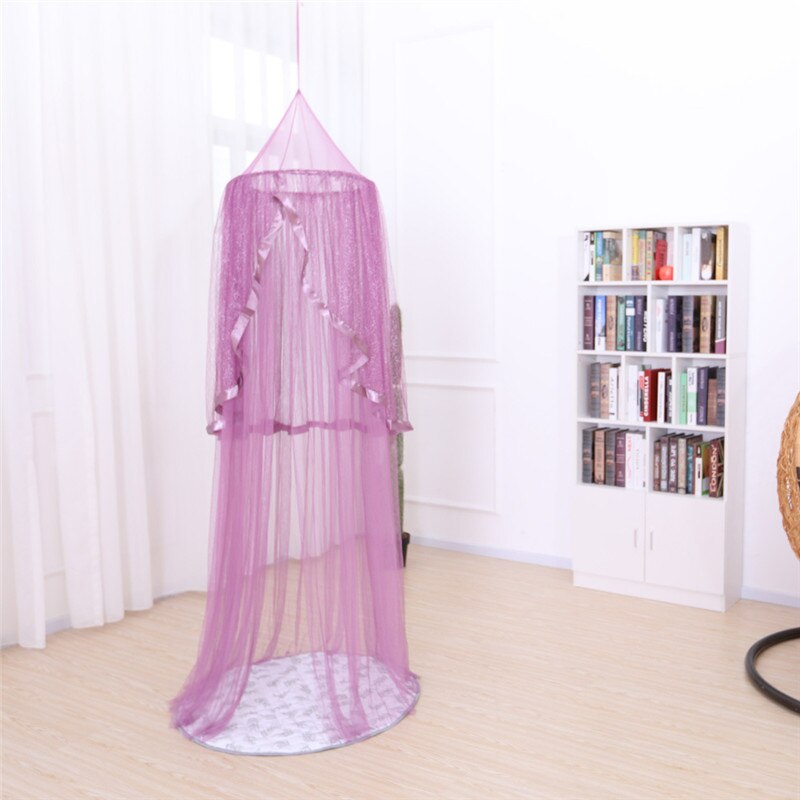 Newest Hanging Kids Baby Bedding Dome Bed Canopy Cotton Mosquito Net Bedcover Curtain For Baby Kids Reading Playing: Purple