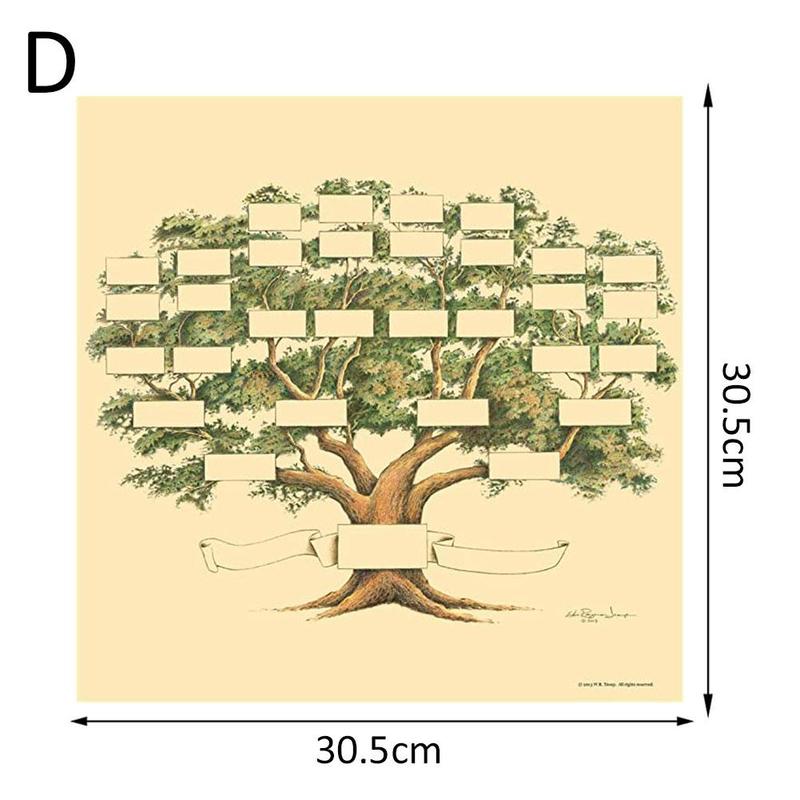 Diagrama de árbol familiar, diagrama de árbol familiar escrito a mano para rellenar el lienzo de historia familiar Personal: D
