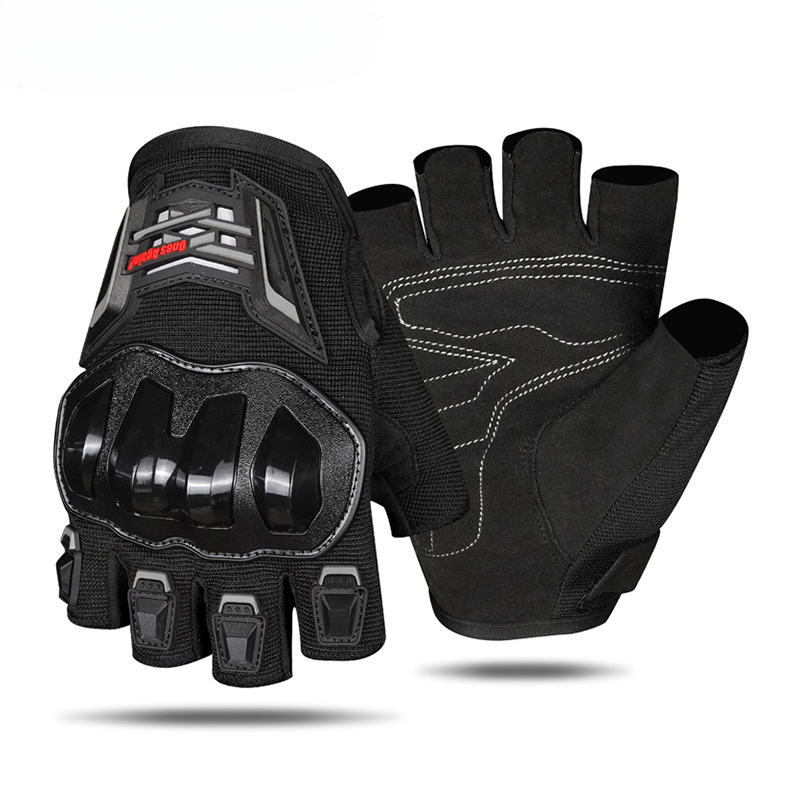 Summer Motorcycle Riding Gloves Half Finger Breathable Motorcycles Racing Wear-resistant Anti Slip and Anti Fall Gloves for Men: black / XS
