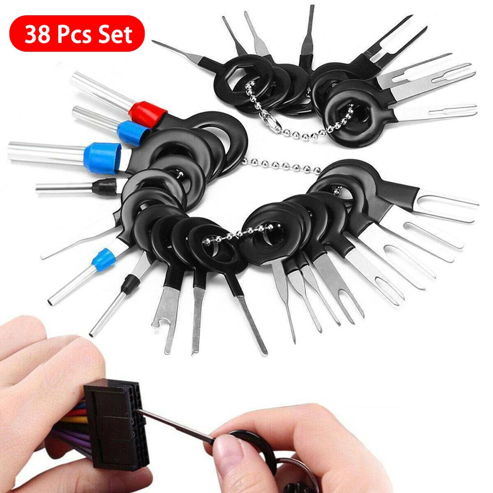 38pcs Wire Terminal Removal Tool Car Electrical Wiring Crimp Connector Pin Kit Set Extractor Puller Terminal Repair Accessories