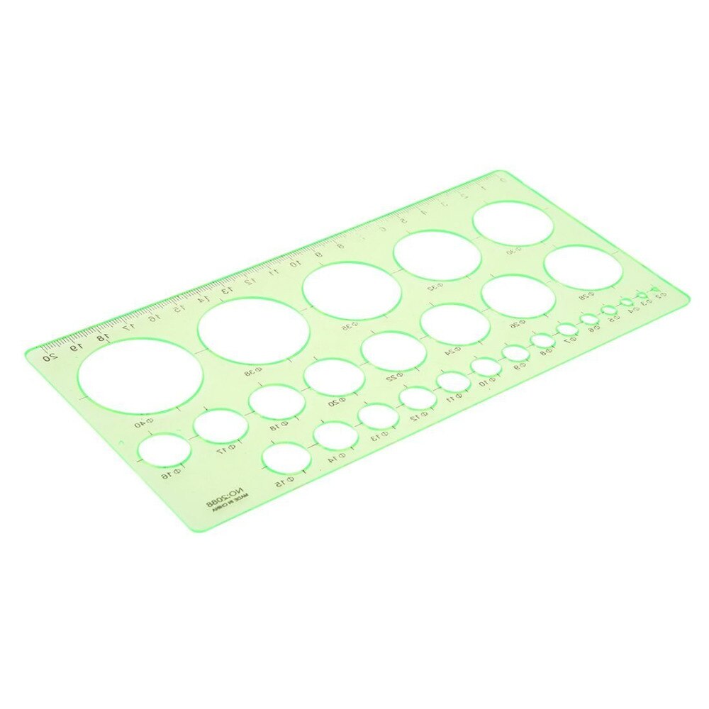 Green Plastic Students Rectangle Shape Drawing Circle Template Ruler