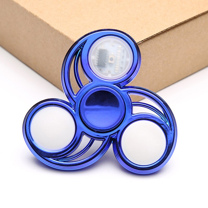 Colorful Metal gyro Magic Wind Spinning ＆ Luminous LED light Fidget Spinner Hand Top Finger Hand Stress Relief Toys: Style 2-BU