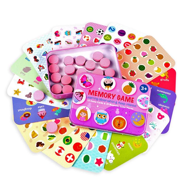 Kinderen Educatief Speelgoed Desktop Interactieve Memory Spel Grappig Memory Puzzels Houten Speelgoed Doos Schaken Puzzel Voor Kinderen: Pink