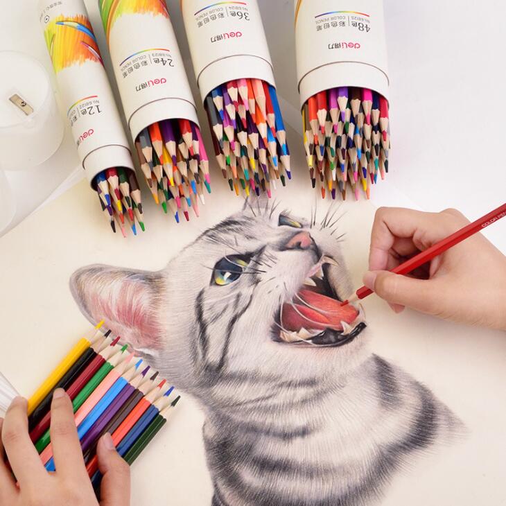 Sharkbang 12/24/36/48 Colored Pencil With Free Pencil Sharpener Lapis De Cor Artist Painting Sketch Oil Water Color Pencil Set