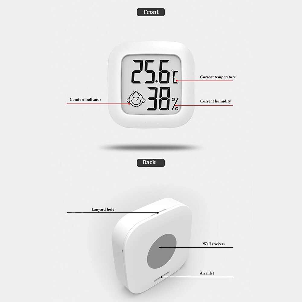 Digital LCD Thermometer Hygrometer Indoor Mini Temperature Humidity Meter Electronic Monitor Smile Face