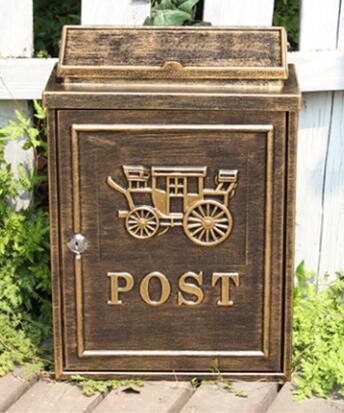 Retro Pastoral Wall Mounted Mailbox Mail Postal Letter Box Lockable Secure Mail Post Cast Aluminum Mailbox Postbox Garden Decor: Auburn