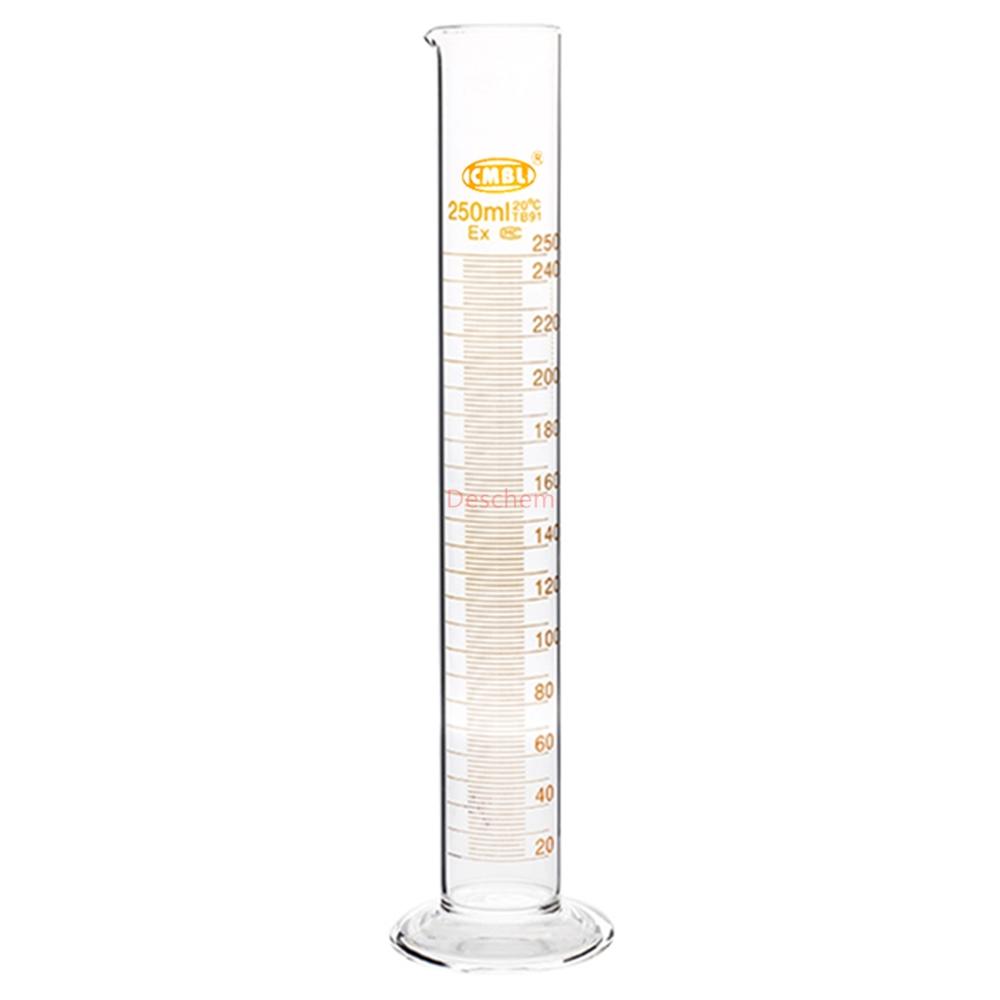250ml Glass Measuring Cylinder With Graduation & Spout Mouth Lab Chemistry Glassware