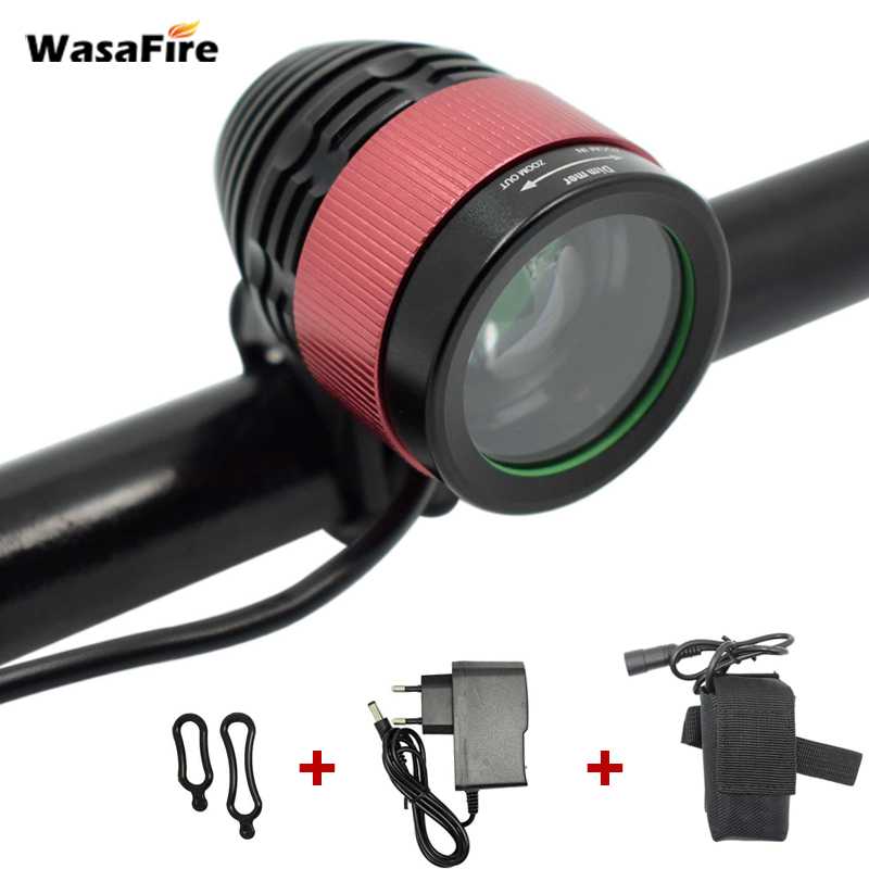 Wasafire Zoomable Fiets Licht Led Xml T6 Fiets Front Light 2000 Lumens Fietsen Mtb Koplamp + Oplaadbare 18650 Batterij