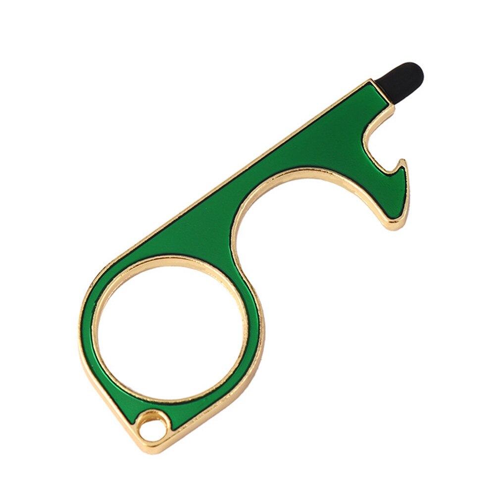 No Touch Brass Door Opener Portable Elevator Handle Key Copper Metal Keychain With Stylus Phone Touch Screens Contactless Tool: color 6