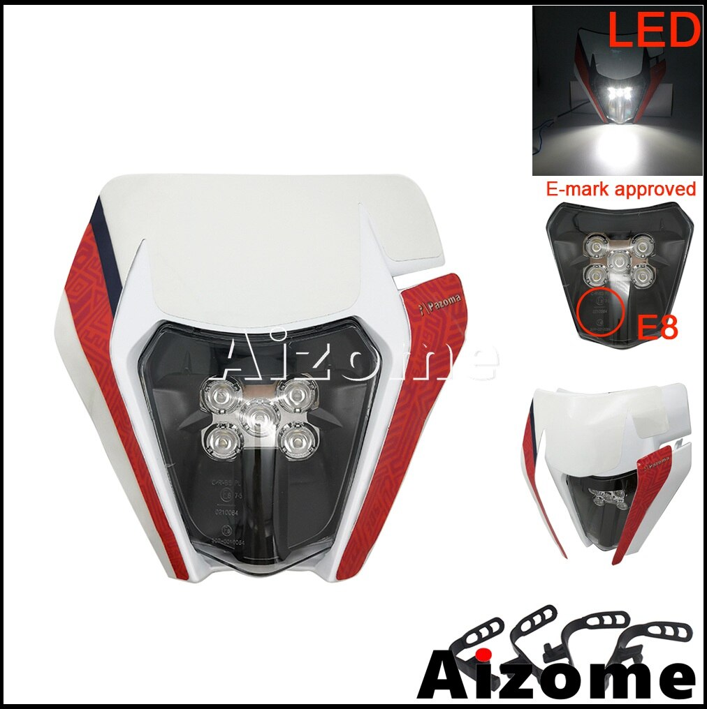 Feu avant Orange à LED E8, éclairage d'endurance pour Honda, Suzuki, Yamaha EXC, SX, XCW, CRF, XR, WR, Six jours