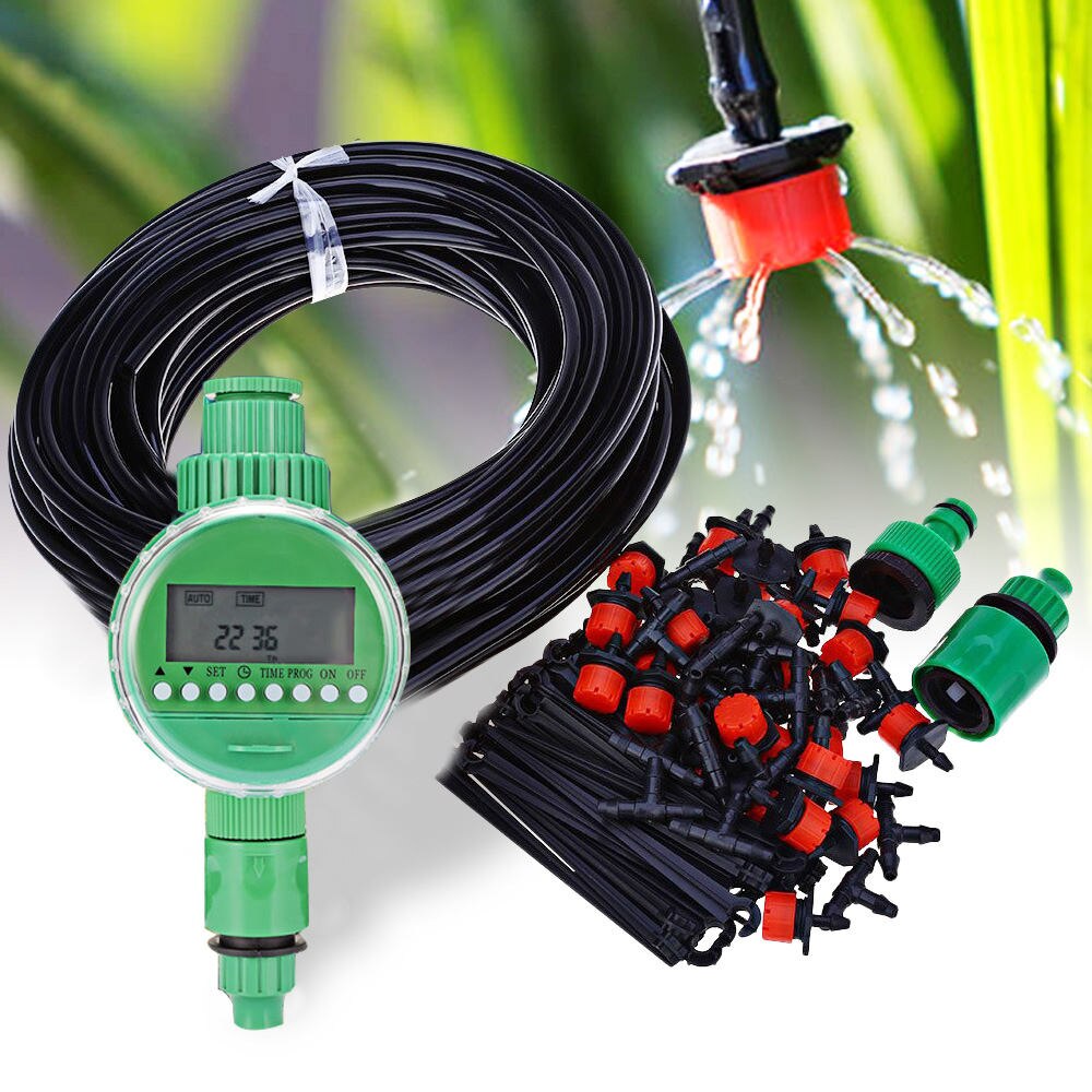 25m DIY Micro Drip Irrigation System Plant Self Automatic Watering Timer Garden Hose Kits With Adjustable Dripper: Watering kit 1