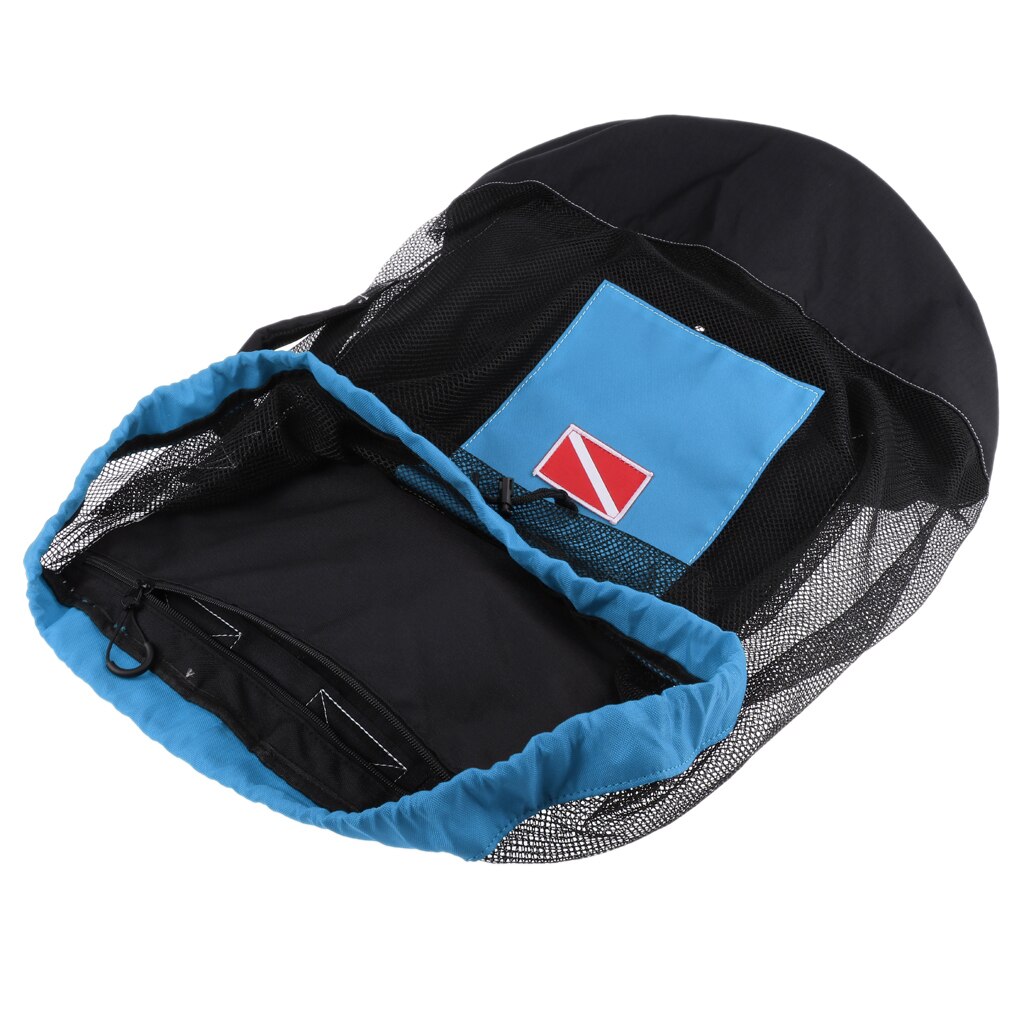 Dykning snorkling mesh rygsæk dykkerudstyr tør taske sæk pakke dykning mesh rygsæk til vandsport: Mørkeblå
