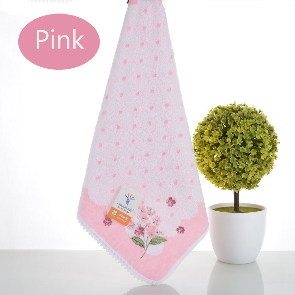100% Puur Katoenen Handdoek Geborduurd Twijnloze Cut Stapel Katoenen Handdoek Zakdoek Baby Handdoek Te Vegen Hand Draagbare Voor Reizen: Roze
