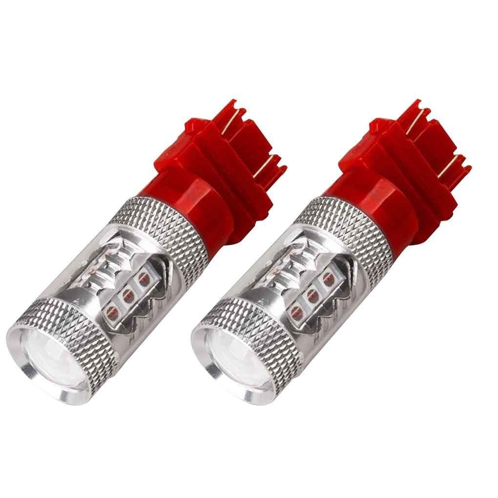 2pcs 3157 Red LED Strobe Brake Tail Light High Power flash LED Prevent Rear-end Collision External Lights 12V-24V