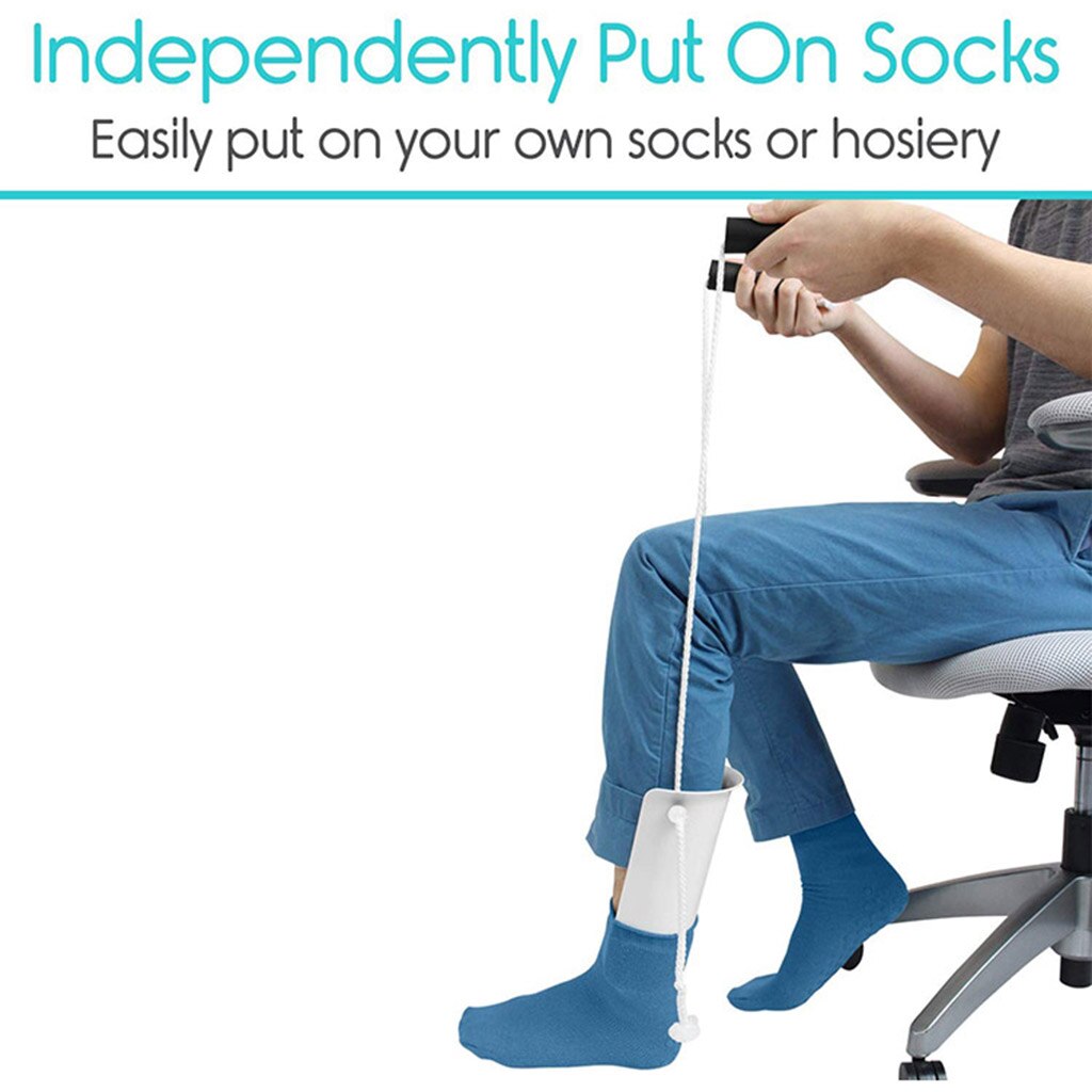 Flexible Sock and Stocking Aid, Compression Socks Helper Puller with Adjustable Cords without Bending