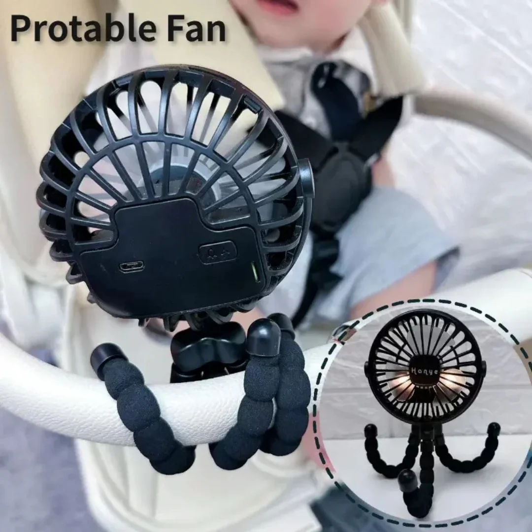 Ventilador dobrável portátil usb, ventilador portátil para carrinho de bebê ao ar livre, mini ventilador multifuncional pequeno mudo de verão
