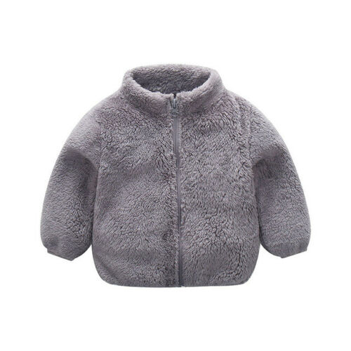1pc Peuter Kids baby jongens meisjes fleece jacket winter warme jas: Grijs / 3T