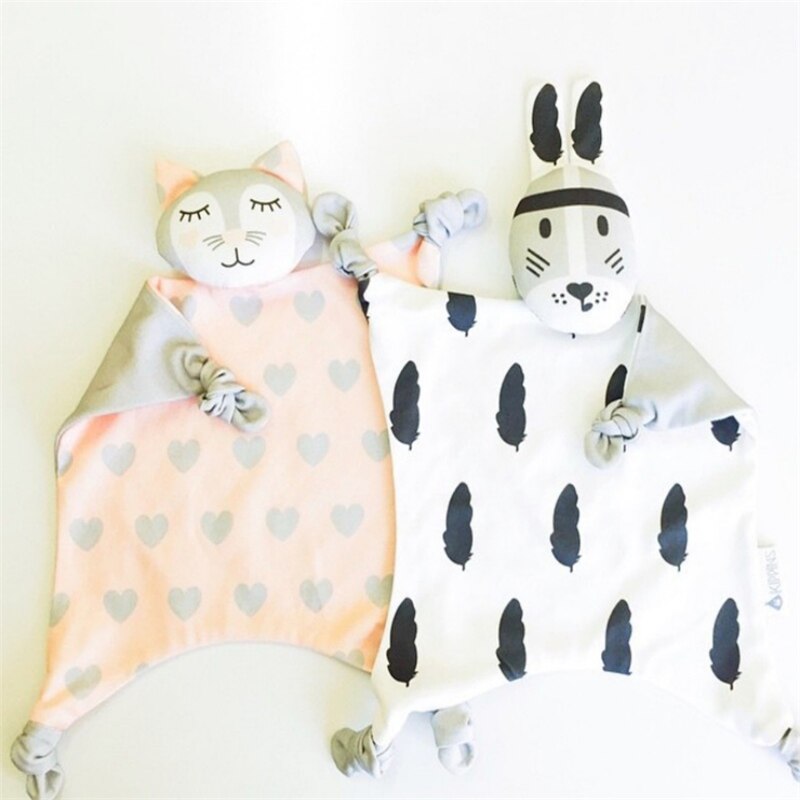 Troostende Bib Burp Bite Pasgeboren Konijn Kat Slapen Poppen Bunny Giraffe Play Beveiliging Kids Carriage Speelgoed Handdoek Ins Voor Xmas