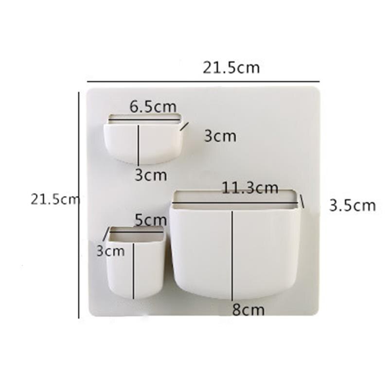 Portable Self-adhesive Plastic Hanging Wall Storage Rack Organizer With 3 Compartments For Bedroom Living Room Kitchen Organizer