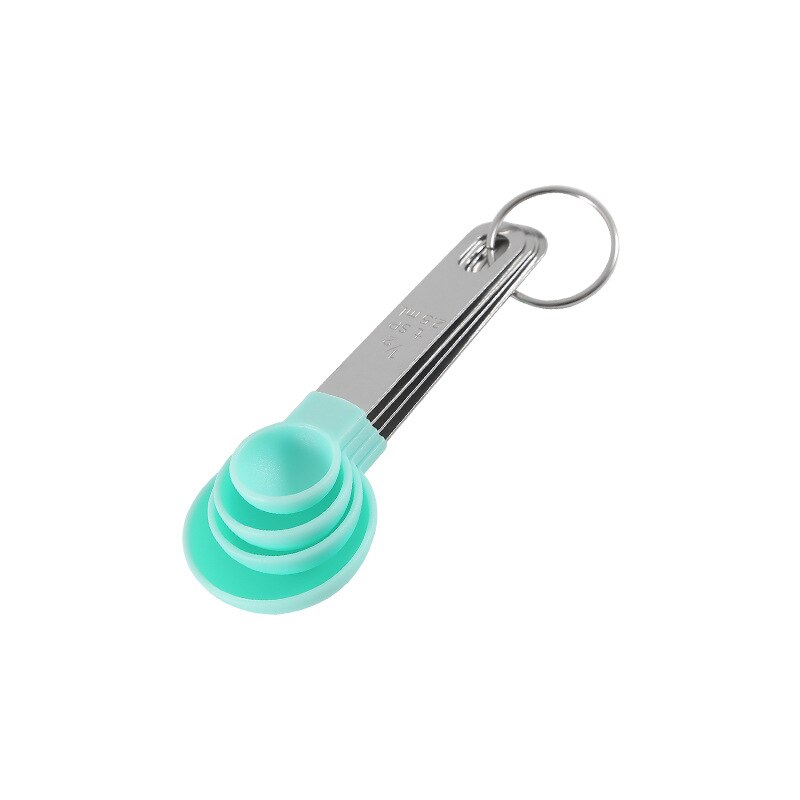 4Pcs/8Pcs Measuring Cup and Spoon Multipurpose Spoon Cup Measuring Tool Baking Accessories Stainless Steel Handle Kitchen Gadget: Green Spoon