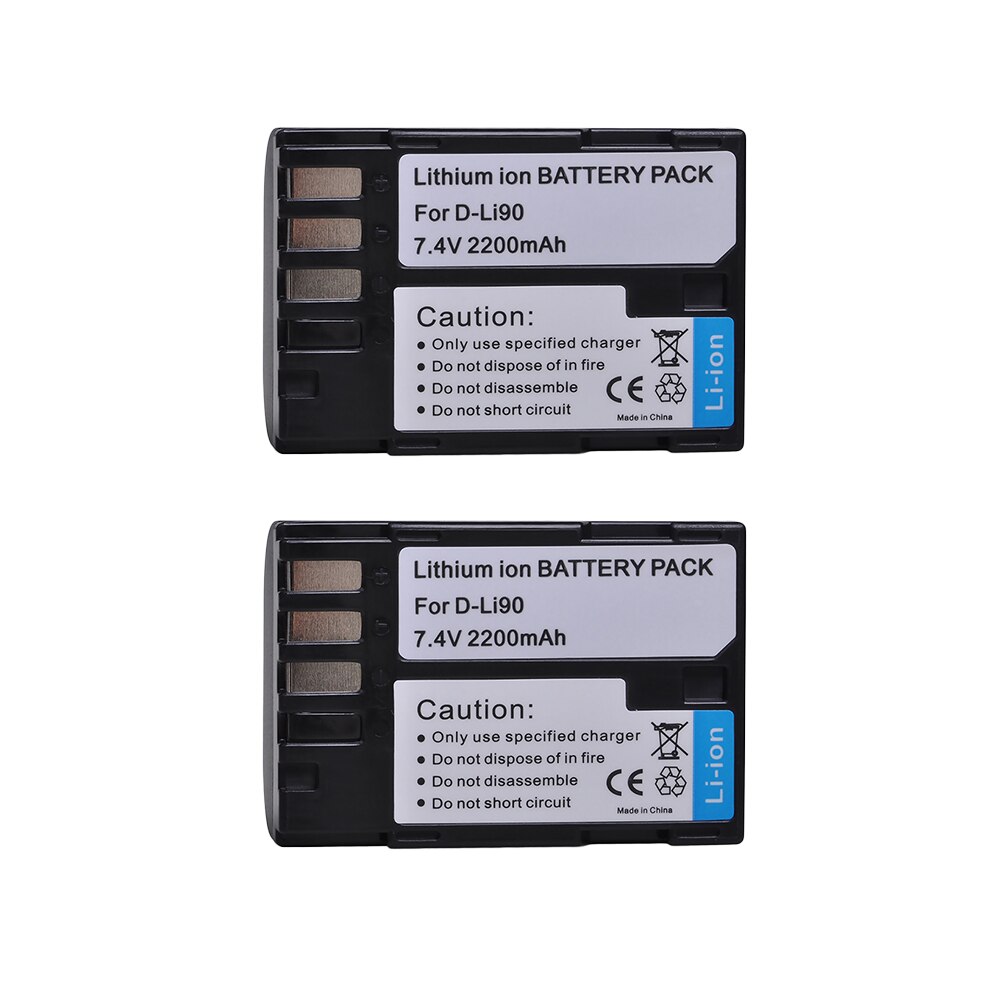 2X 2200 Mah D-Li90 D Li90 DLi90 Oplaadbare Li-Ion Batterij Voor Pentax K-5 Ii K-5 Iis K-01 K-7 K-5 K-3 k-3 Ii 645D 645Z Z1 Camera: 2 Battery