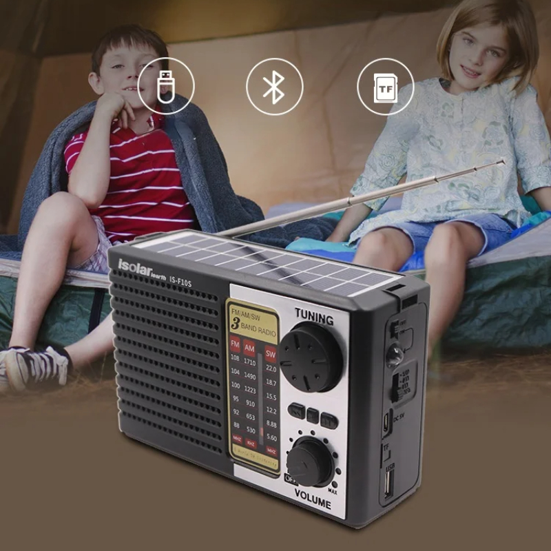 Portátil sem fio bluetooth alto-falante lanterna led fm am sw rádio de carregamento solar rádio de emergência banda completa alta sensibilidade