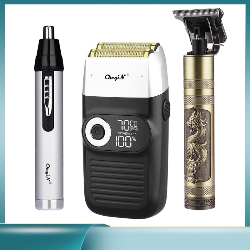 Tondeuse à cheveux professionnelle + tondeuse à cheveux de nez + rasoir électrique rasoir sans fil tondeuse à barbe Rechargeable finition coupe de cheveux Machine