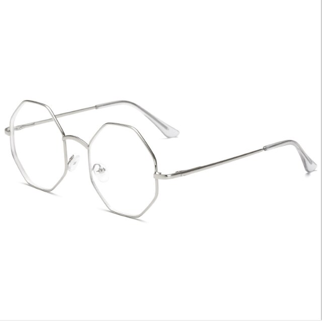 Lunettes octogonales à monture polygonale, monture de lunettes lisse pour hommes et femmes, monture de lunettes en métal clair, rétro: Style-A 2