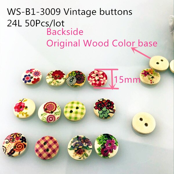 Botones de madera redondos y coloridos para bebé, botón de madera natural rosa, botones de para ropa, accesorios de costura de ropa: Vintage buttons