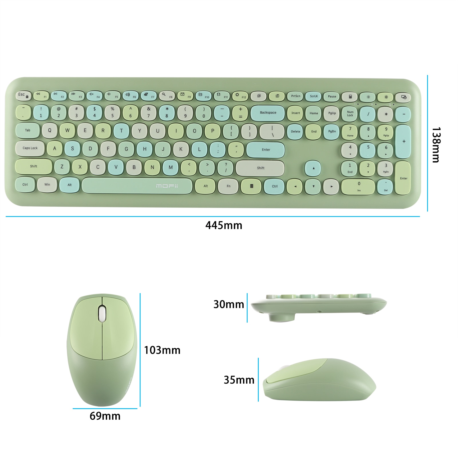 Wireless 2.4G Keyboard Mouse Combos Optical Mouse 110 Keys Portable Keypad Green Ergonomic Keyboard And Mouse For Laptop PC