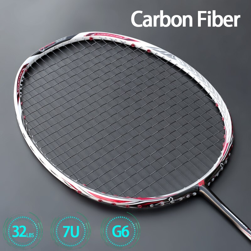 100% Full Carbon Fiber Super Light 7U 67G Badminton Rackets Strungs Max Tension 30lbs Racquet Bag Sports For Adult: Red