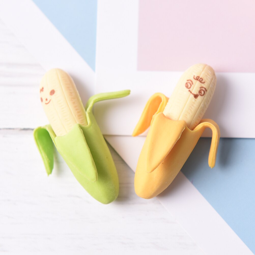 2 Stks/set Kawaii Leuke Leuke Banaan Gum Fruit Potlood Rubber Voor Kinderen Schoolbenodigdheden