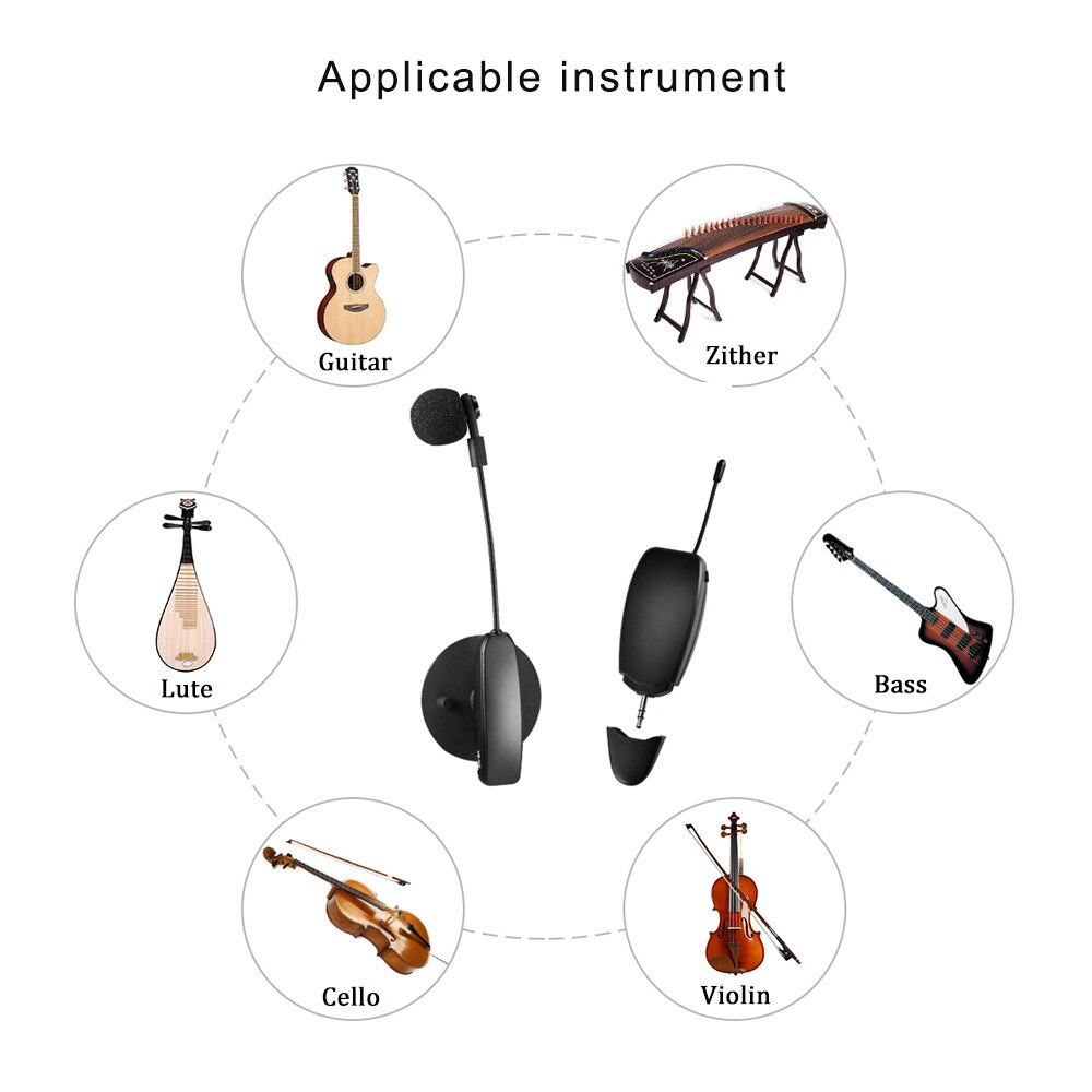 Micrófono inalámbrico UHF para guitarra, violín, violonchelo, mandolina, portátil, instrumento Musical, mitrifoom inalámbrico para violín