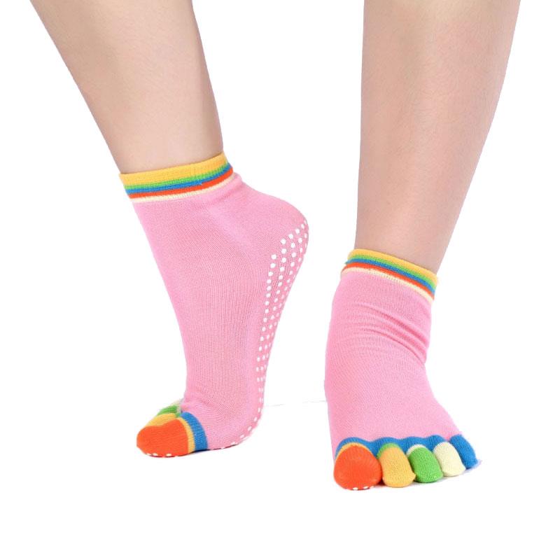 Colorful Socks Unisex Five Finger Massage Massage Sport Toe Slip Breathable Exercise Yoga Newly Comfortable: colorful  pink