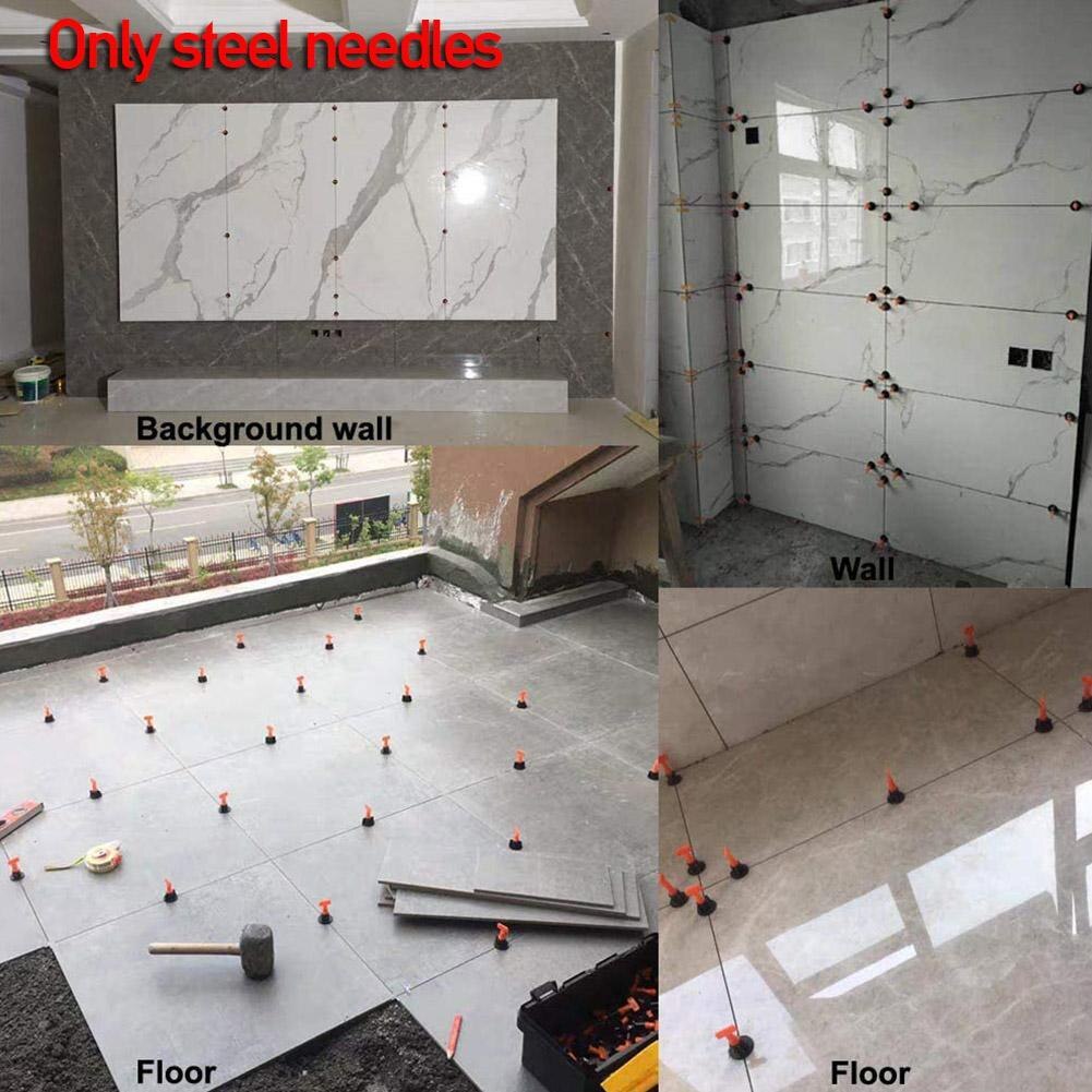 100pcs T-shaped Steel Needle Alignment Tile Leveling Wedges Tile Spacers System Flat Ceramic Leveler For Floor Wall Construction