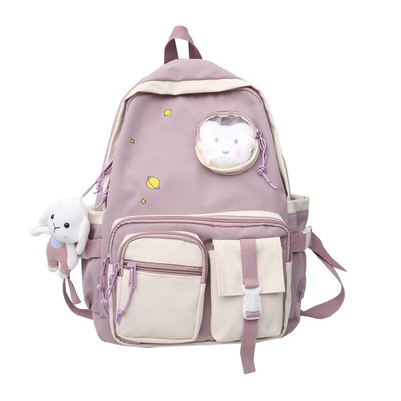 Women Travel Backpack With Cat Waterproof Nylon School Bag for Teenage Girls Boys Casual Student Book Laptop Rucksack Mochila: up pink / only bag