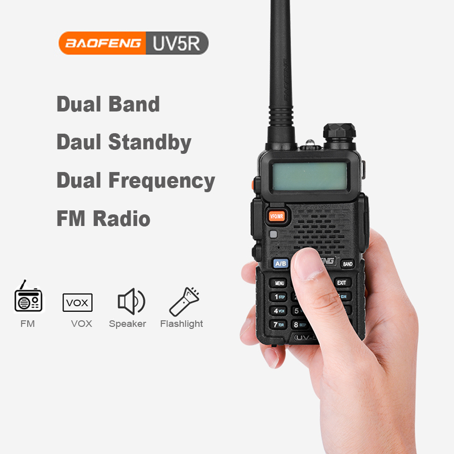 Baofeng UV-5R Walkie Talkie 5W Dual Band Ham Two Way Radio UV 5R Vhf Uhf FM Radio Handheld Hunting Transceiver Two-Way UV5R