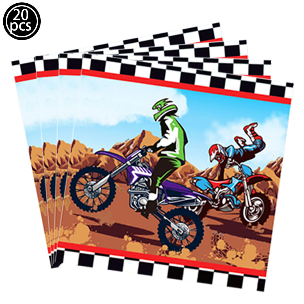 Motor Cross Party Disposable Tableware Paper Plates Cups Napkins Dirt Bike Party Supplies Kids Motorcycle Birthday Party Decor