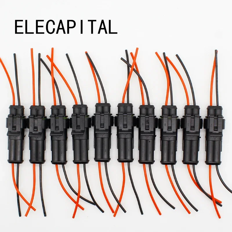 Connecteur électrique étanche à 2 broches, 10 pièces/lot, adaptateur avec fil AWG pour voiture, véhicule, motos