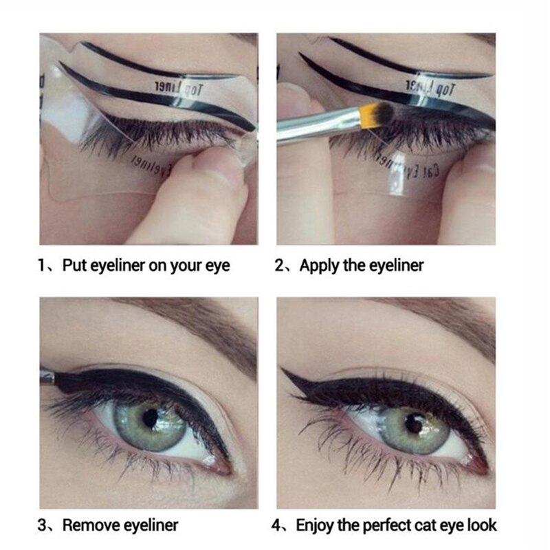 Delineador de ojos, plantillas para sombras de ojos, 10 unidades/conjunto, plantilla para delinear ojos con alas, modelos de conformación de la plantilla, herramientas, plantilla para cejas, herramienta de maquillaje