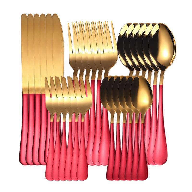 Gold Cutlery Set Stainless Steel Cutlery Set Golden 30Pcs Full Tableware Fork Spoon Knife Western Dinnerware Set Complete