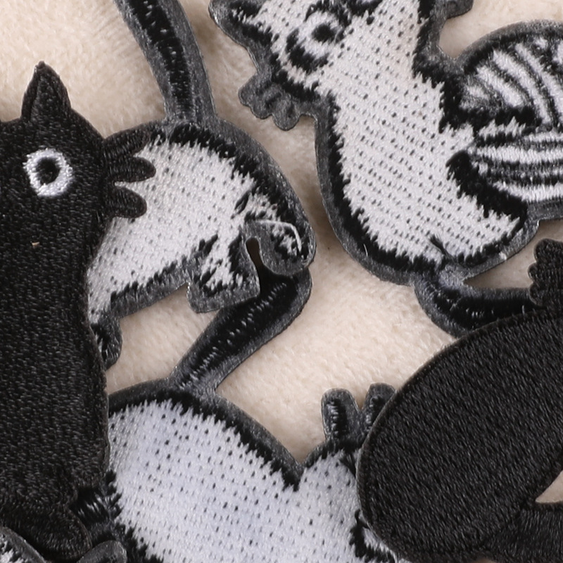 Parches bordados Para Ropa gatos lindos negro hierro en niños coser Parches Para Ropa Infantil Naszywki chaqueta Bordado Mochila Diy